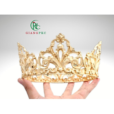 Vương miện nam tròn cao 7cm màu vàng