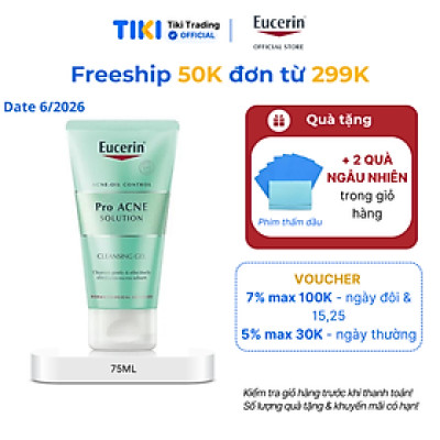 Gel rửa mặt giảm mụn Eucerin Pro Acne Cleansing Gel 75ml