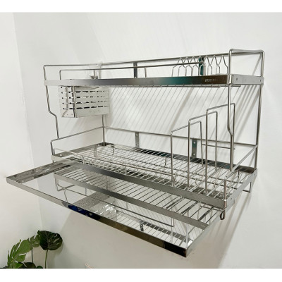 Kệ Chén 2 Tầng Có Khay Hứng Nước Inox 304 KB-825