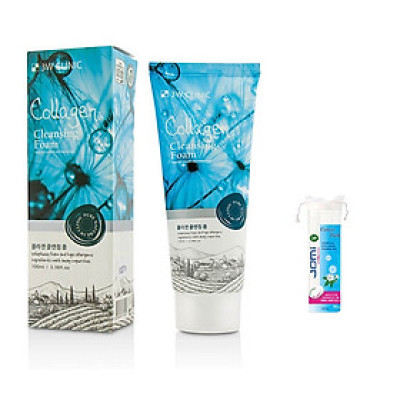 Sữa Rữa Mặt 3W CLINIC COLLAGEN Cleasing Foam 100ML + Tặng Kèm Bông Tẩy Trang JOMI Nhật 80 Miếng