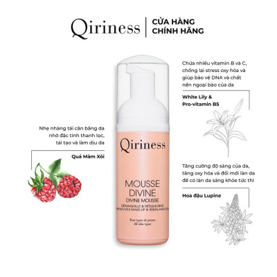 Bọt rửa mặt không chứa xà phòng ngăn ngừa mụn nguồn gốc thiên nhiên Qiriness Divine Mousse 125ml
