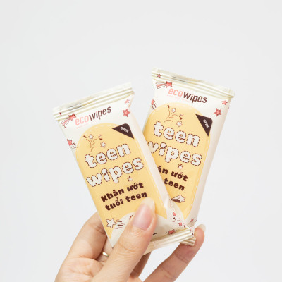 Khăn giấy ướt mini size EcoWipes gói 8 tờ không mùi nhỏ gọn tiện dụng cho học sinh sinh viên