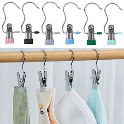 Set 10 Móc Kẹp Treo Quần Áo, Móc Kẹp Đa Năng Chất Liệu Thép Không Gỉ Tiết Kiệm Diện Tích - Giao màu ngẫu nhiên