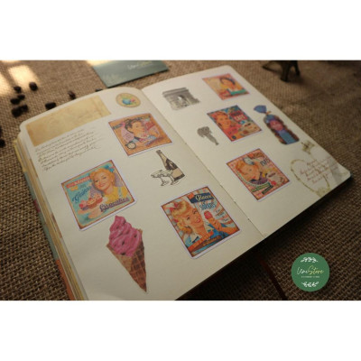 set 3 tờ sticker phong cách cổ điển - sticker retro - uni002