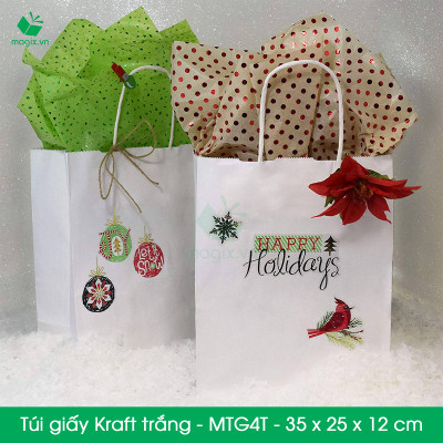 MTG4 MTG4T - 35x25x12 cm - Combo 100 túi giấy Kraft Nhật cao cấp