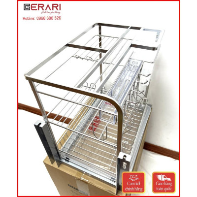 {Hàng chính hãng} Kệ dao thớt chai lọ Gerari nan dẹt Inox 304 bóng mờ cao cấp