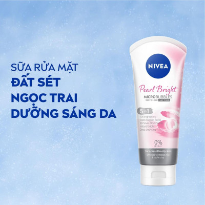 Sữa Rửa Mặt Nivea Pearl White Micro Bubbles Deep Clean Clay Foam 5IN1 Trắng Da Ngọc Trai Đất Sét 100g