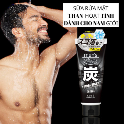 Sữa Rửa Mặt Nam Chiết Xuất Than Hoạt Tính Kosé Softymo Men