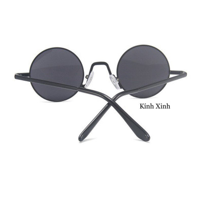 Kính thời trang chống nắng uv dáng tròn nhỏ siêu bé kim loại cao cấp