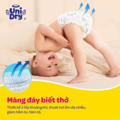 Tã dán em bé Siêu khô thoáng gói Jumbo Unidry G6X size S-54 miếng