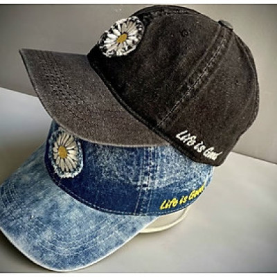 Combo 2 nón kết, mũ lưỡi trai Hoa Cúc vải jeans form chuẩn siêu đẹp (Ảnh thật)