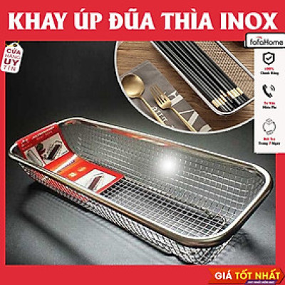 Rổ Inox Chữ Nhật Đựng Muỗng Đũa Ráo Nước Không Rỉ Sang Trọng Hạn Chế Diện Tích Gọn Gàng Tiện Lợi