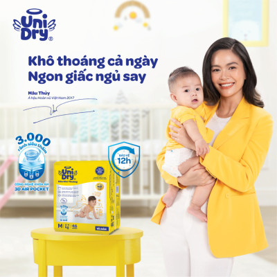 Tã dán em bé Siêu khô thoáng gói Jumbo Unidry G6X size L-40 miếng