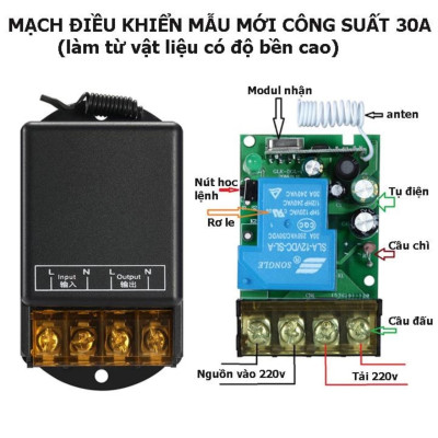 Công Tắc Điều Khiển Từ Xa 220V - 100M 30A: Hiệu Suất Đỉnh Cao với Loại Tốt, Nút Học Lệnh và Công Suất Lớn