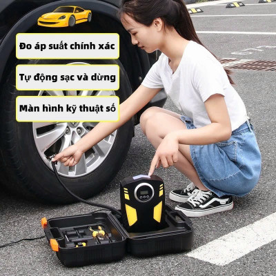 Bơm Lốp Ô Tô, Xe Máy Tự Ngắt Thông Minh – Đồng Hồ Áp Suất Số, Bơm Cực Nhanh, Chất Lượng Cao Cấp