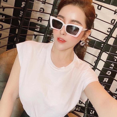 Kính râm Mắt mèo nhựa trắng đơn giản cho nữ