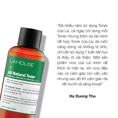 Bộ sản phẩm dưỡng da LÁ HOUSE gồm Toner All Natural,Bông tẩy trang