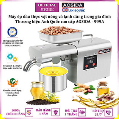 Máy ép dầu ăn thực vật nóng và lạnh dùng trong gia đình thương hiệu Anh Quốc AOSIDA 999A 1000W - Hàng chính hãng (BH 1 NĂM)