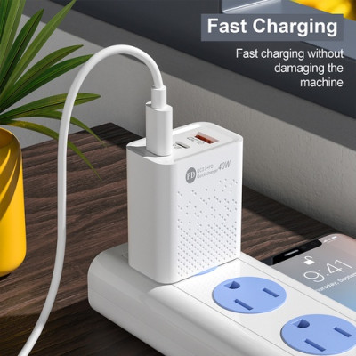 Cốc Củ đầu Sạc Nhanh 3 Cổng USB 40W 65W Type C 3.0 Cho Điện Thoại smartphone [ Miếng Lót chuột ]