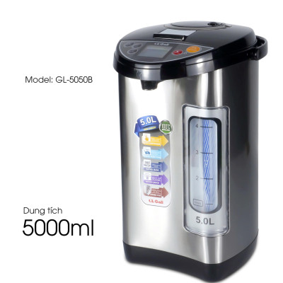 Bình Thuỷ Điện Gali GL-5050B Dung tích 5L nhỏ gọn, Thân bằng nhựa nguyên sinh cao cấp, lòng trong bằng Inox 304 dày chất lượng. Hàng chính hãng chất lượng cao bảo hành 24 tháng.