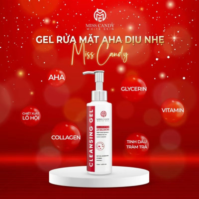 Gel Rửa Mặt Dịu Nhẹ AHA Làm Sạch Sâu CLEANSING GEL MISS CANDY 120ml,Làm Sạch Bụi Bẩn,Giảm Nhờn,Ngừa Mụn & Cân Bằng Độ PH Cho Da - PHỤNG BEAUTY