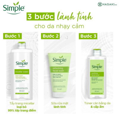 Sữa rửa mặt Simple giúp da sạch thoáng & không chứa xà phòng 150ml [CHÍNH HÃNG ĐỘC QUYỀN]