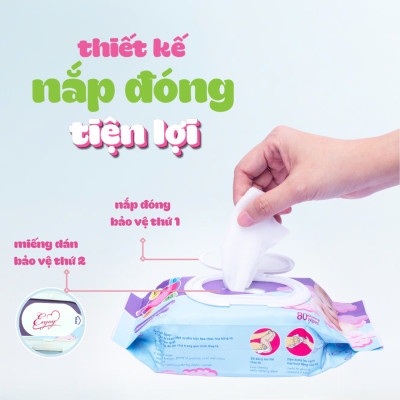 Khăn ướt baby ENJOY mềm mại, dưỡng ẩm, tiện dụng, đạt chuẩn sức khỏe SGS - Gói 20/50/80 tờ