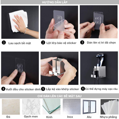 Kệ đựng bàn chải điện máy cạo râu dán tường Hobby Home Decor MCR2