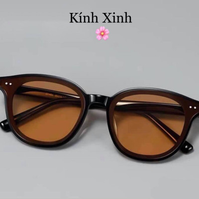 Kính râm, Kính mát Mắt tròn màu vàng chống nắng uv hottrend