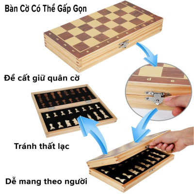 Cờ vua D Danido, bộ cờ vua nam châm bằng gỗ thông tự nhiên - Hàng chính hãng