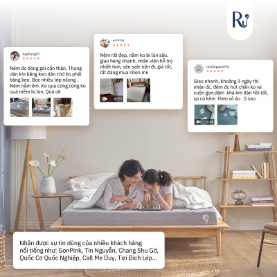 Nệm Foam Cao Cấp Nest Ru9 15cm - Màu Xám | 2 Lớp Foam Nâng Đỡ | Bao Gồm 6 Kích Thước