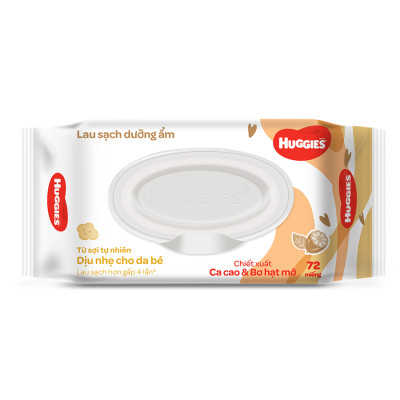 Combo 12 Gói Khăn Ướt Huggies Cacao và Bơ Hạt Mỡ (72 Miếng/ Gói)