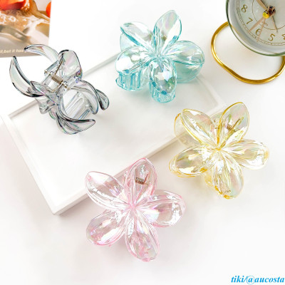 Kẹp tóc hoa sứ trong suốt tráng gương cao cấp