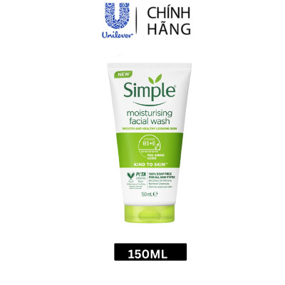 Sữa rửa mặt Simple giúp cấp ẩm, da trông khỏe và mịn màng - cho da khô nhạy cảm 150ml [CHÍNH HÃNG ĐỘC QUYỀN] [MỚI]