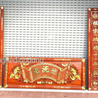 BỘ HOÀNH PHI CÂU ĐỐI MINI BẰNG GỖ HƯƠNG ĐỎ SƠN PU GIẢ CỔ CAO CẤP .