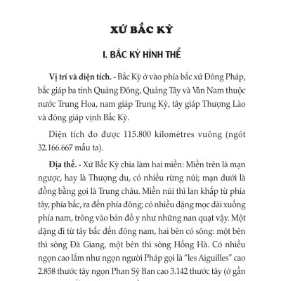 Địa Dư Các Tỉnh Bắc Kỳ