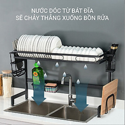 Kệ chén bát thông minh chất liệu inox cao cấp không han gỉ 1 tầng tiết kiệm không gian gia đình 