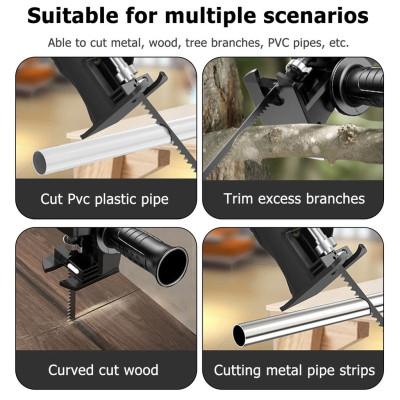 Biến Máy Khoan Thành Máy Cưa Điện Cầm Tay Với Bộ Chuyển Đổi Kèm 3 Lưỡi Cắt Gỗ, Kim Loại Đa Năng Hiệu Quả