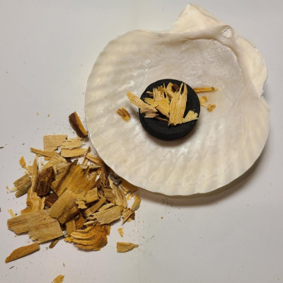 Combo 1 Đĩa ốc xà cừ + 20gr vụn xô trắng hoặc vụn palo santo + 10 viên than