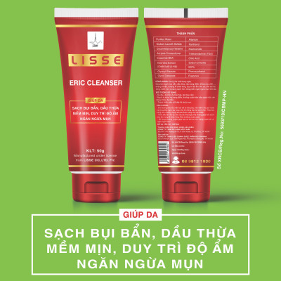 Lisse ￼Sữa Rửa Mặt Eric cleanser  - Giúp: sạch bụi bẩn , dầu thừa ,mềm da, duy trì độ ẩm, ngăn ngừa mụn