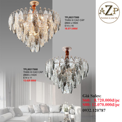 ĐÈN THẢ TRẦN PHA LÊ / ĐÈN THÔNG TẦNG TRANG TRÍ PHÒNG KHÁCH / PHÒNG NGỦ / CẦU THANG / KHÔNG GIAN SANG TRỌNG AZP-8021 phong cách đương đại, hàng nhập khẩu AZP