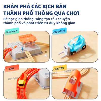 Bộ lắp ráp mô hình, khối xây dựng đường tàu hỏa Mideer Train Track Building Blocks - Urban Adventure