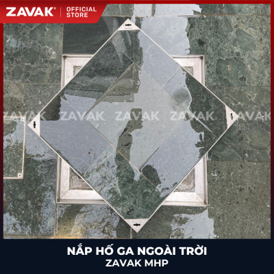 Nắp hố ga ngoài trời inox ZAVAK MHP-AA50 / KT 50x50cm, lát gạch tối đa 2cm/ tải 960kg