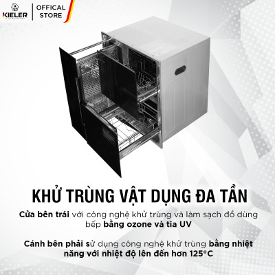 Tủ tiệt trùng âm tường Kieler KL-TA597 công nghệ khử trùng, làm sạch đồ dùng bếp bằng ozone và tia UV - Hàng Chính Hãng