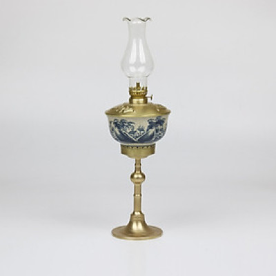 Đèn dầu men rạn Bát Tràng bọc đồng - Dáng đèn Trần 42cm