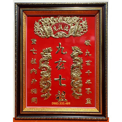 Liễng thờ gia tiên - CỬU HUYỀN THẤT TỔ - Chữ Hán bằng đồng vàng