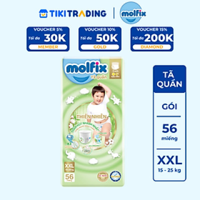 Tã quần Molfix Thiên nhiên Ultra XXL (15kg 25kg) Gói 56 miếng