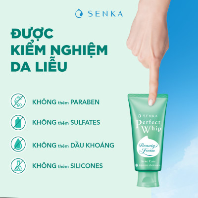 Sữa rửa mặt hỗ trợ trị mụn Senka Perfect Whip Acne Care 100g