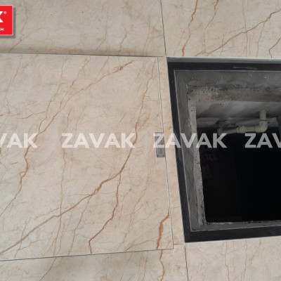 Nắp bể nước ngầm Zavak MHI-80 dùng trong nhà, KT 80x80cm, lát gạch dày 1.2cm, chịu tải xe máy, inox 304