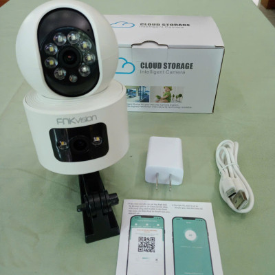 Kính Mắt kamera Wifi IP 2 Mắt Siêu Nét 8MpX: Xem Đa Góc, Xoay 360, Đàm Thoại & Báo Động Chống Trộm